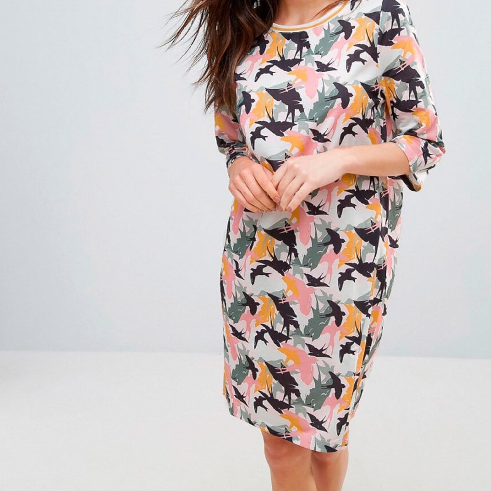 Soaked‎ In Luxury Multicolored Tana Artsy BirdPrint Sweater Women’s Dress…